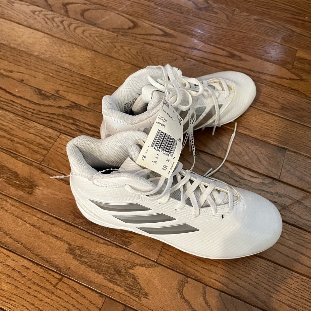 Adidas white football 🏈 cleats Sz 5.5 tickets on